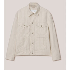 Nanushka Twill Denim tan cotton linen mens chino Jacket size medium